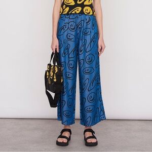 Lazy Oaf denim Smiley Face Patterned wide leg pants